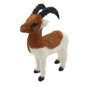 11cm Handmade Plush Mountain Goat Toy with Leather Craftsmanship