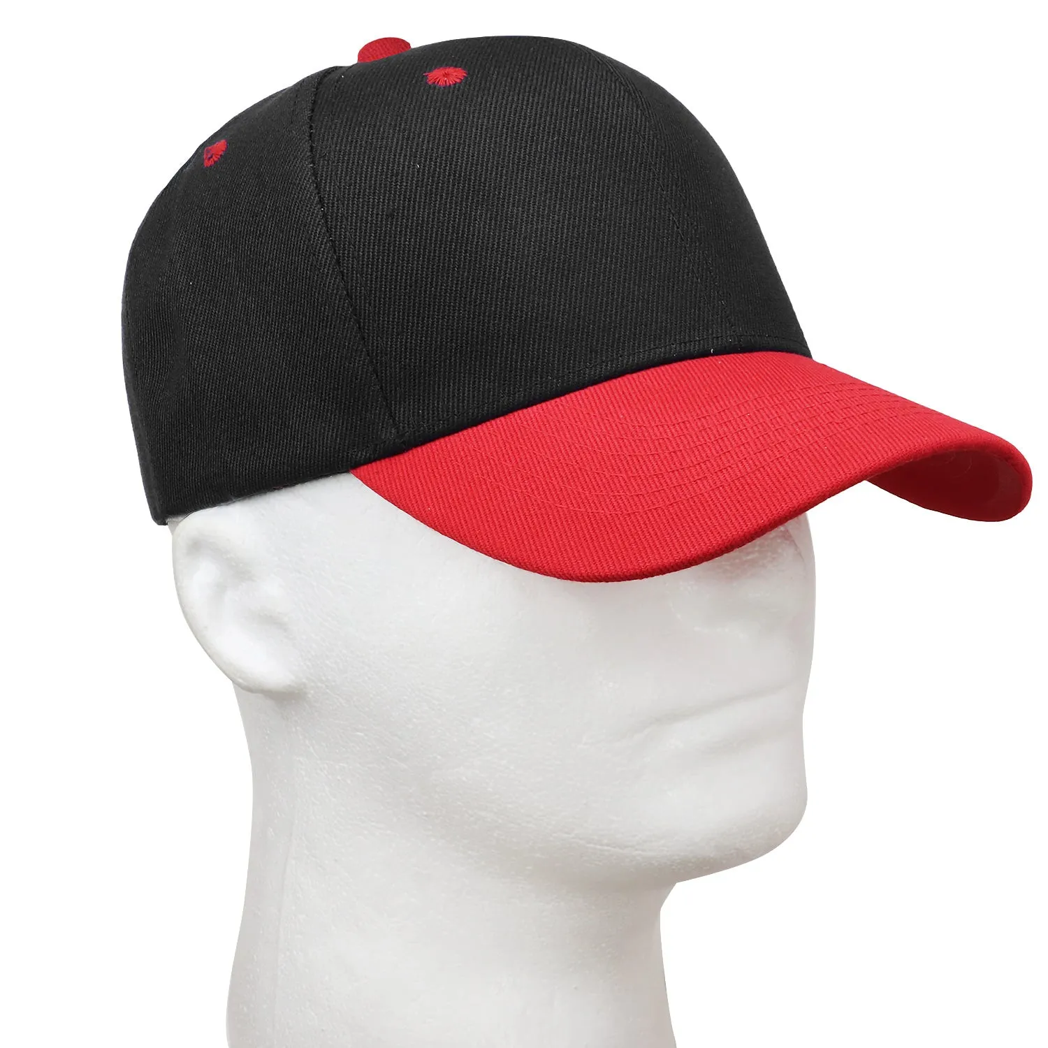 144-Pack Baseball Dad Cap Velcro Strap Adjustable Size - Black/Red