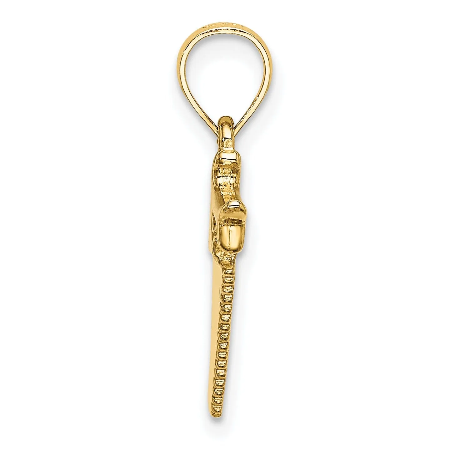 14K Yellow Gold Polished Finish 3-Dimensional Hand Wood Saw Charm Pendant