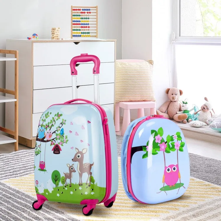 2 Pieces 12 Inch 16 Inch Kids Luggage Set with Backpack and Suitcase - Deer