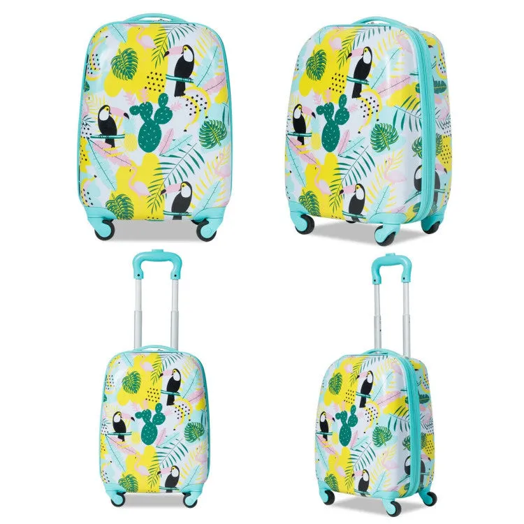 2 Pieces Kids Luggage Set with Backpack and Suitcase - Flamingo