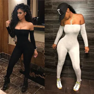 2021 Sexy Women's Jumpsuits Long Sleeve Off Shoulder Sizes S - XL