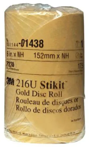 3M™ Stikit Gold Disc Rolls 216U, Aluminum Oxide, 6 in Dia., 220 Grit, 051144-01438