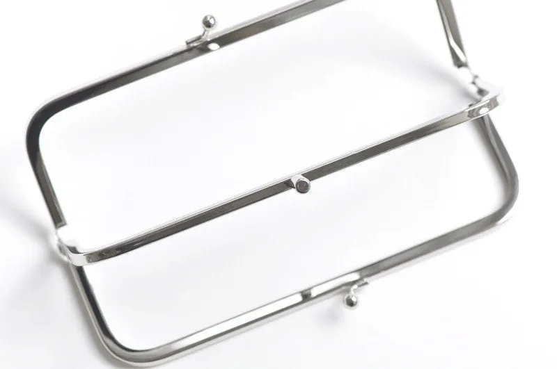 6" Purse Frame Silver Handle Purse Frame Double Bag Hanger Glue-In Style 16.5cm x 5.5cm ( 6"x 2")