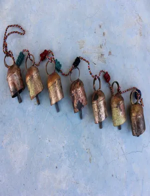 7 Vintage Bells Hanging String Chimes Door Hangings 70 cm Length Indian Metal Crafts