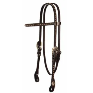 7131C BROWBAND HEADSTALL – CHOCOLATE BRIDLE LEATHER WITH ANTIQUE SPOTS