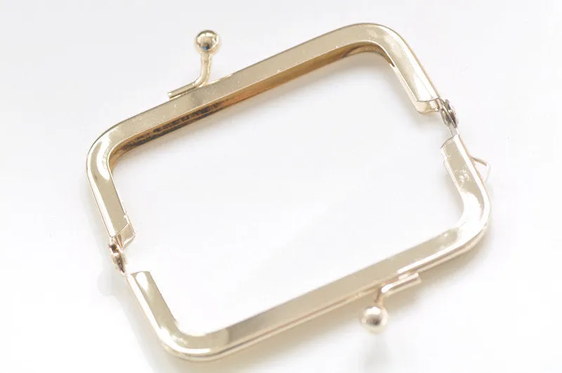 8cm x 3.5cm (3" x 1 1/3") Light Gold Ball Head Kisslock Glue-In Mini Purse Frame