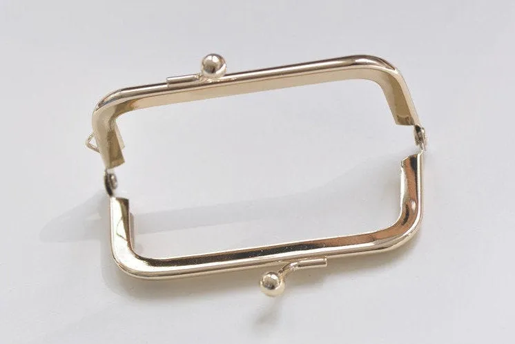 8cm x 3.5cm (3" x 1 1/3") Light Gold Ball Head Kisslock Glue-In Mini Purse Frame