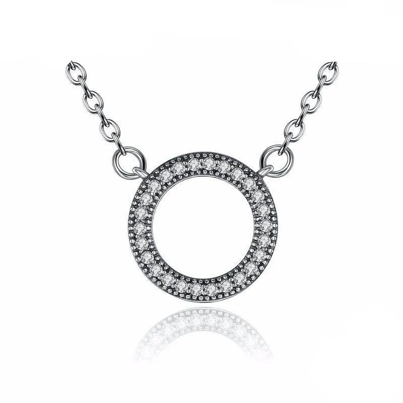 925 Sterling Clear Round Shape Pendant Necklaces