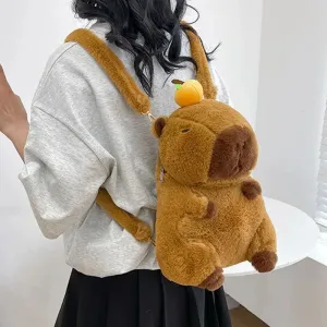 Adorable Capybara Plush Backpack for Kids - Cute Animal Design Bag