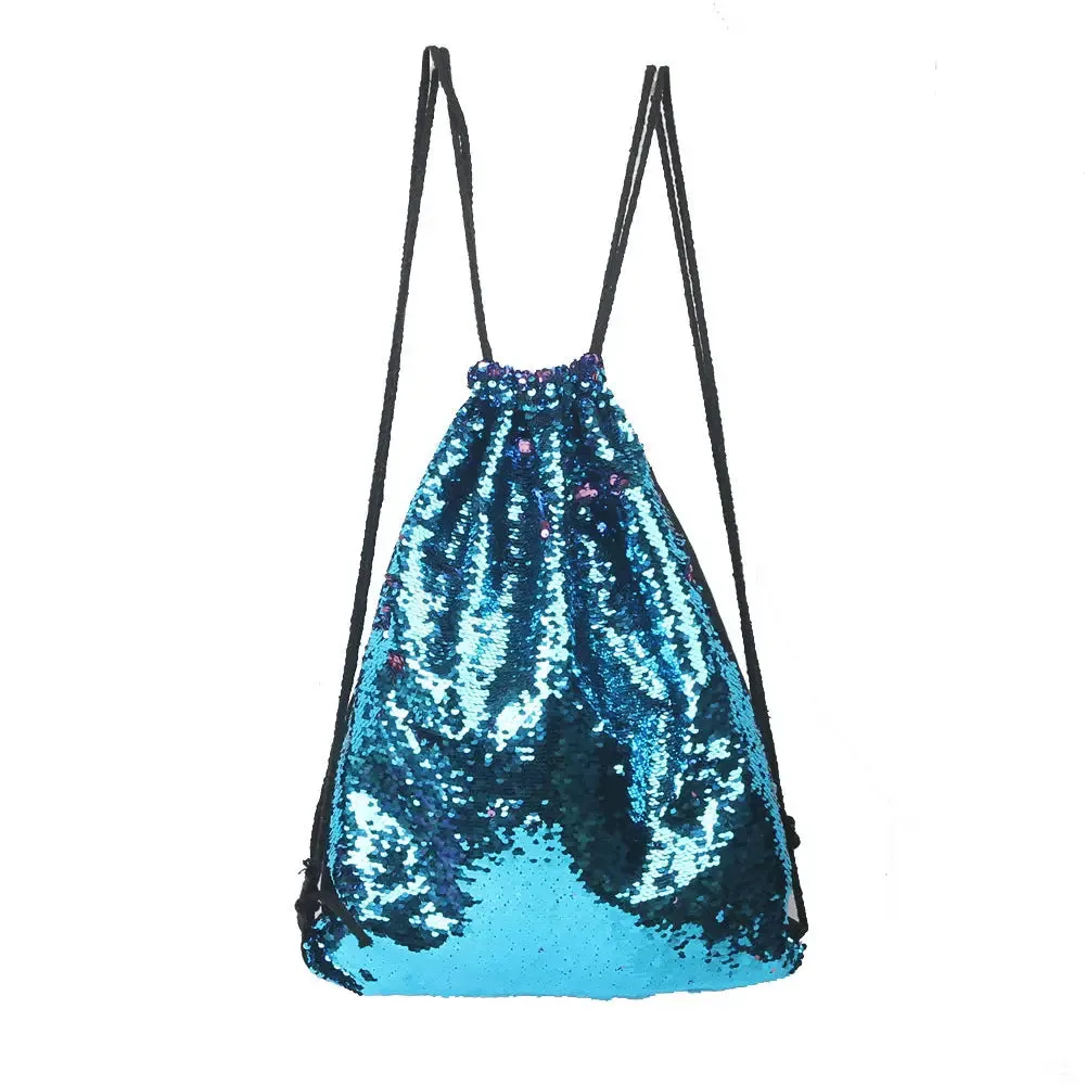 Aesthetic Sequined Drawstring Backpack