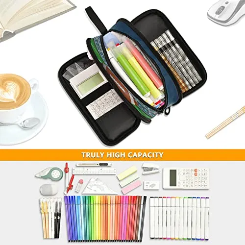 ALAZA Tribal Sea Turtle Ocean Blue Pen Pencil Case Pen Holder Boxes Pouch Case Bag for School Office Student