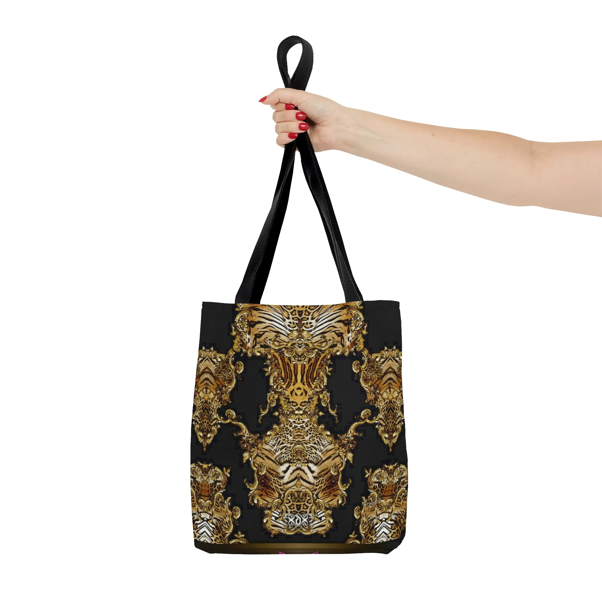 Animal Print Tote Bag Tiger Print Handbag Canvas Tote Bag Black Handbag in 3 Sizes | 0009B