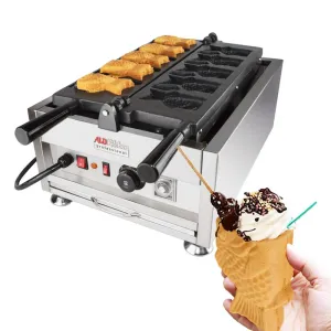 AP-209 Taiyaki Fish Waffle Maker | Fish Waffle Cone Iron | Commercial Taiyaki Machine | Stainless Steel | 5 Open-Mouth Fish Waffles