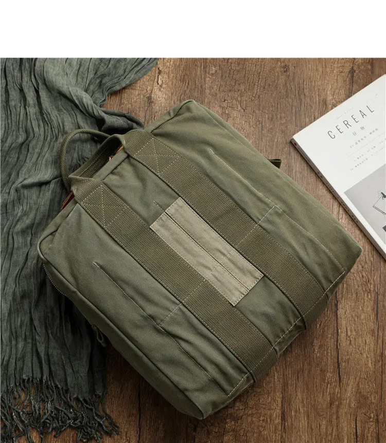 Army Green Canvas Mens Pilot Handbag Canvas WWII Bag Canvas Army Vertical Weekender Bag Travel Bag for Men