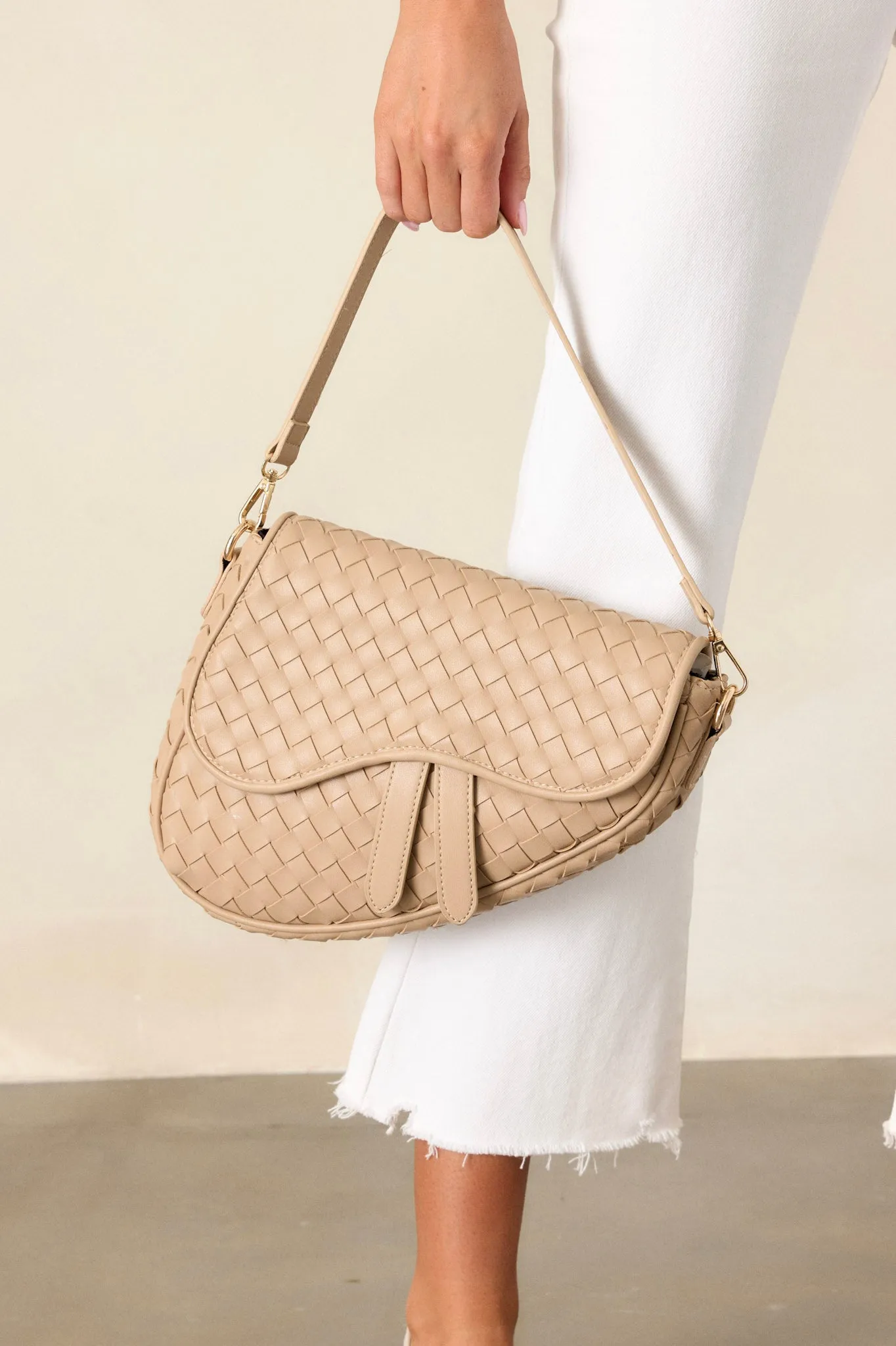 Around City Streets Woven Beige Saddlebag