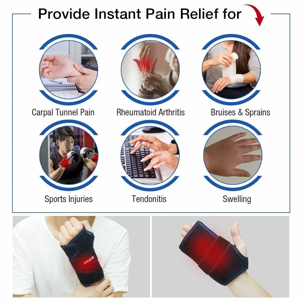 ARRIS Wrist Ice Pack Wrap - Hand Support Brace with Reusable Gel Pack/Hot Cold Therapy for Pain Relief