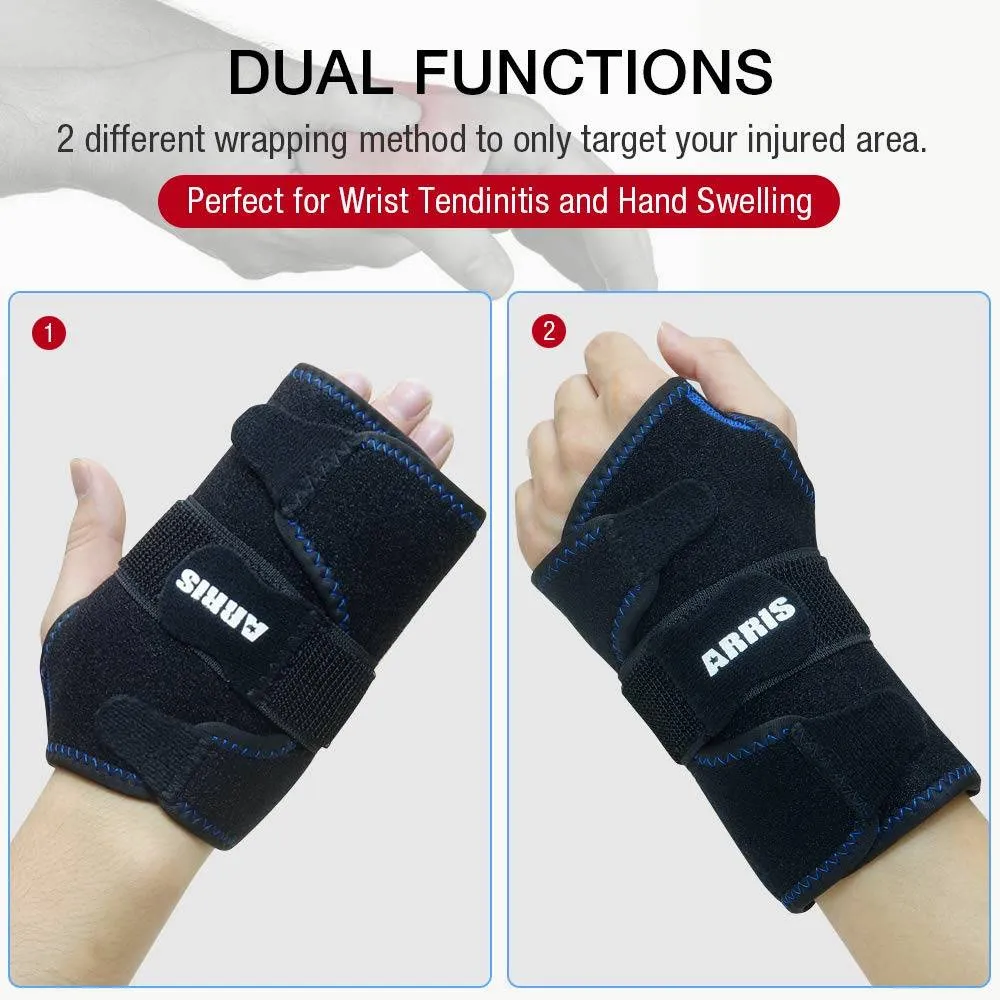 ARRIS Wrist Ice Pack Wrap - Hand Support Brace with Reusable Gel Pack/Hot Cold Therapy for Pain Relief