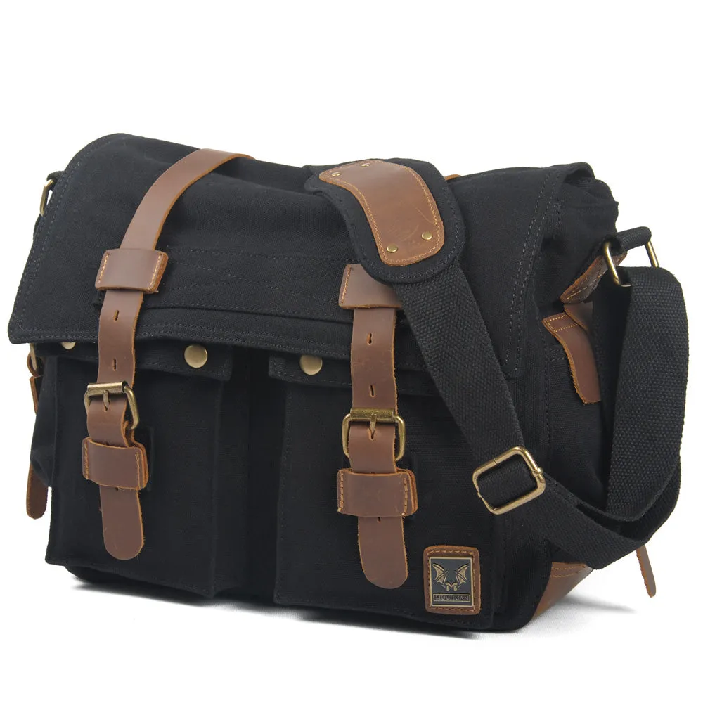 Arxus  15.6"-17.3" Men's Messenger Bag Vintage Canvas Leather Military Shoulder Laptop Bag