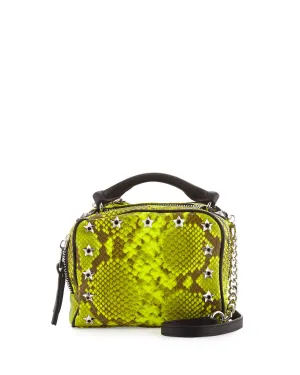 Ash Frankie Studded Leather Crossbody Bag, Yellow Snake