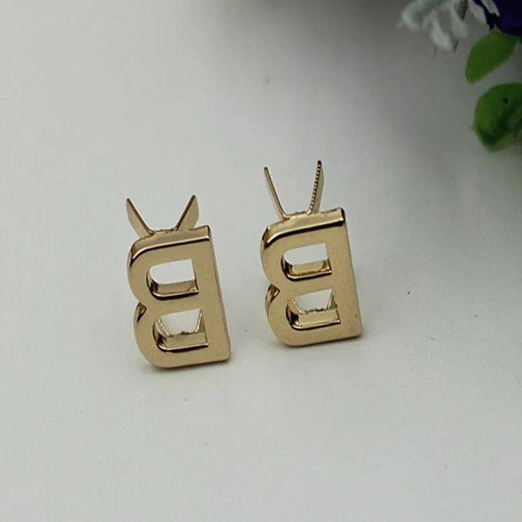 B-Shaped Purse Label 1/10pcs Bag Hardware Charm Light Gold Handmade Purse Handbag Making Metal Decoration 15mm 5/8" Wholesale Supplies