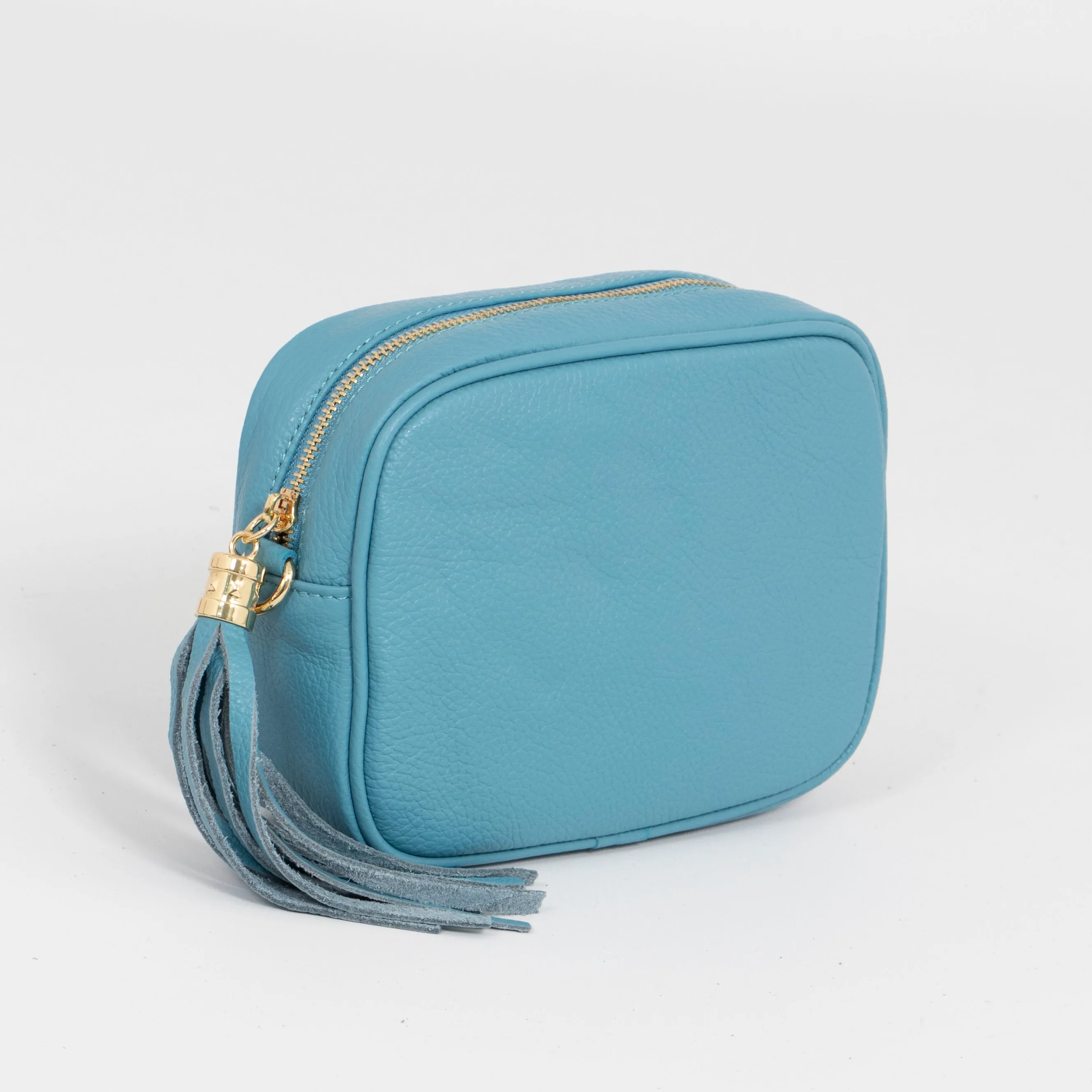 Beau - Italian Leather Crossbody Bag - Sky Blue, Pebbled