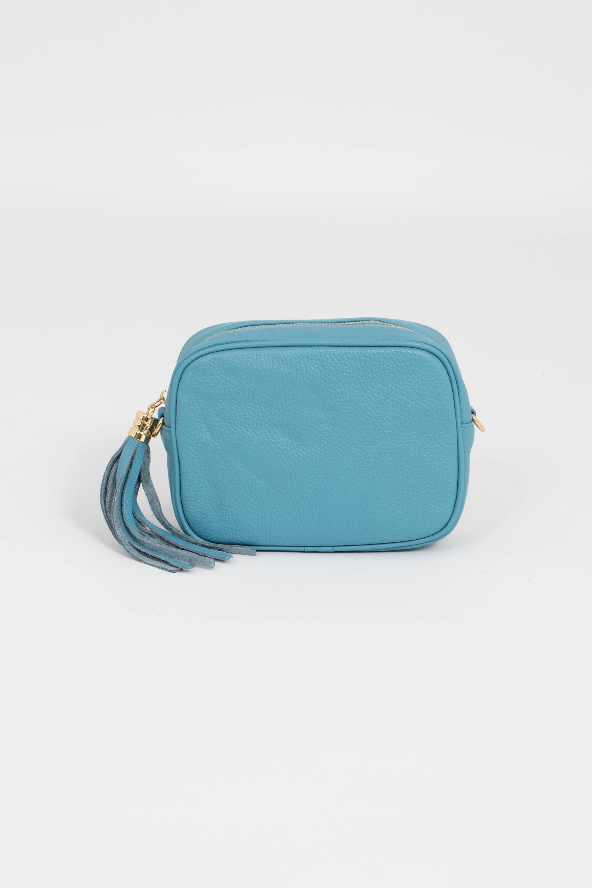 Beau - Italian Leather Crossbody Bag - Sky Blue, Pebbled