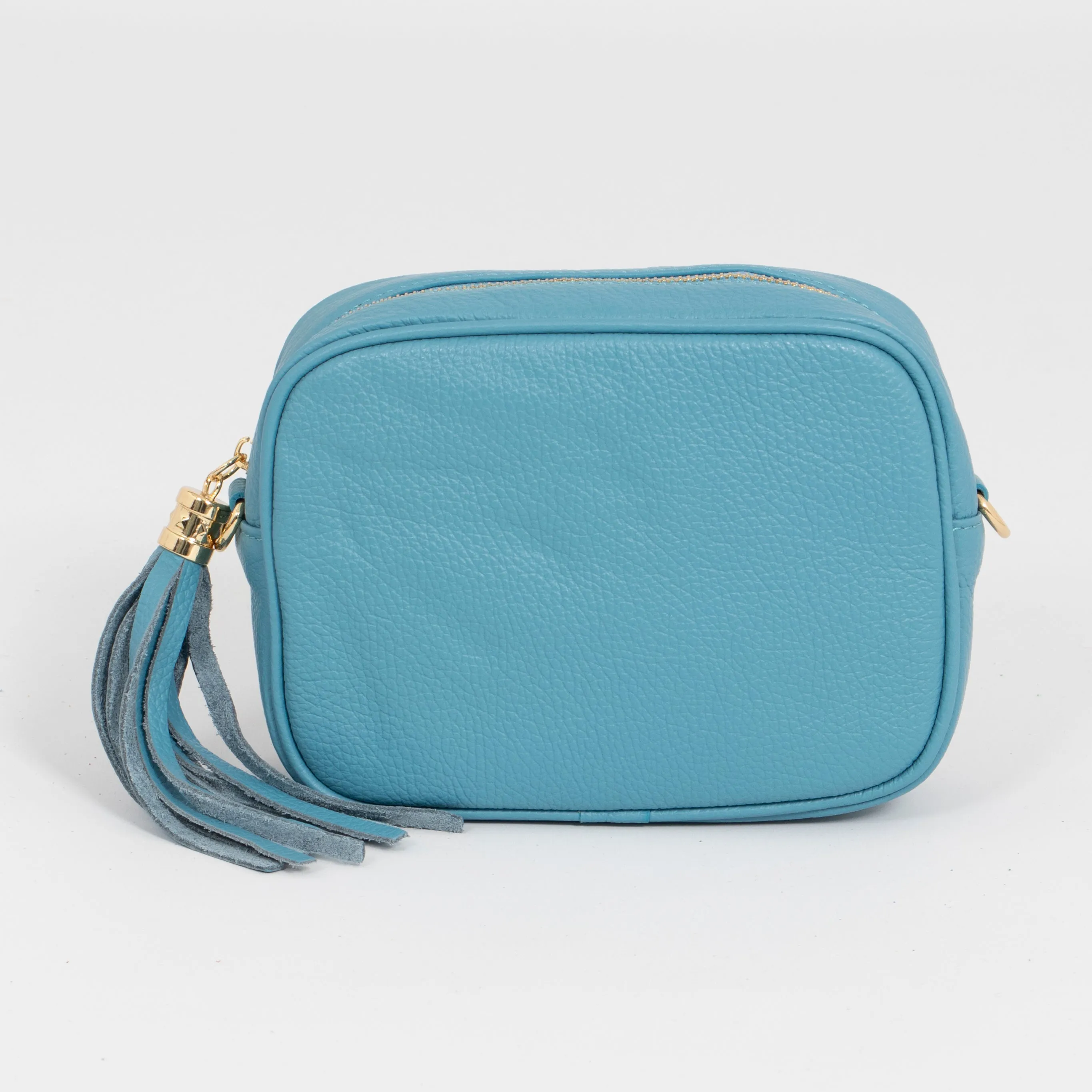 Beau - Italian Leather Crossbody Bag - Sky Blue, Pebbled