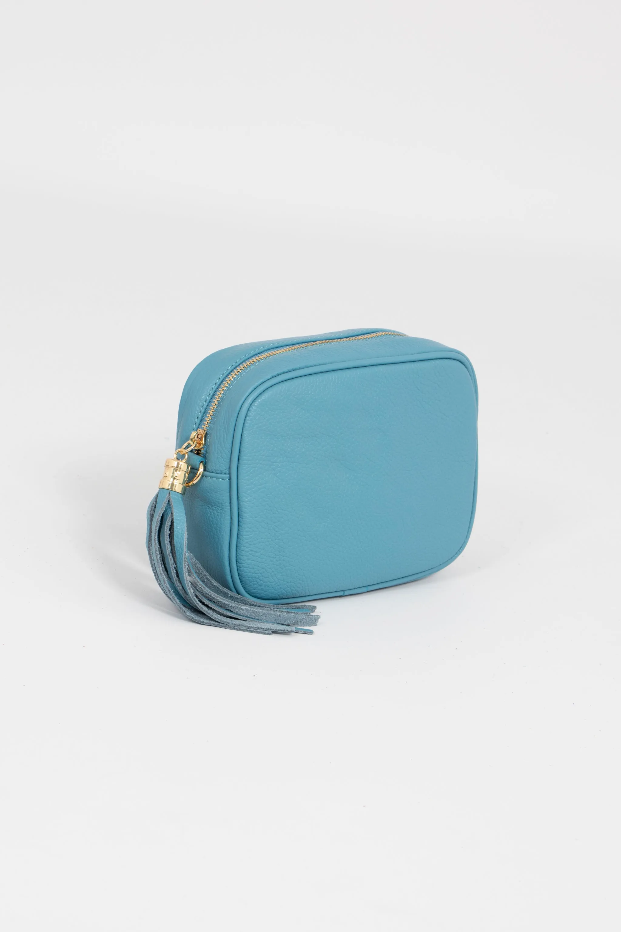 Beau - Italian Leather Crossbody Bag - Sky Blue, Pebbled