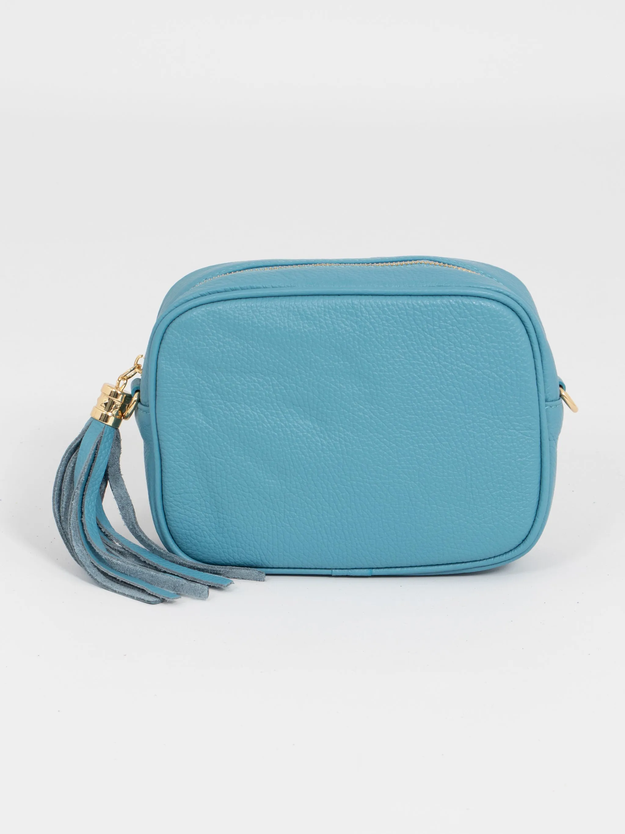 Beau - Italian Leather Crossbody Bag - Sky Blue, Pebbled