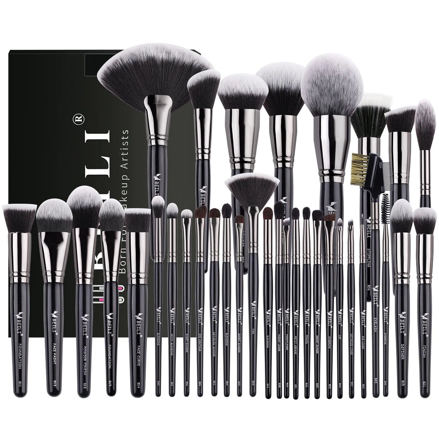 BEILI 35Pcs Complete Makeup Brush Set BX-S35