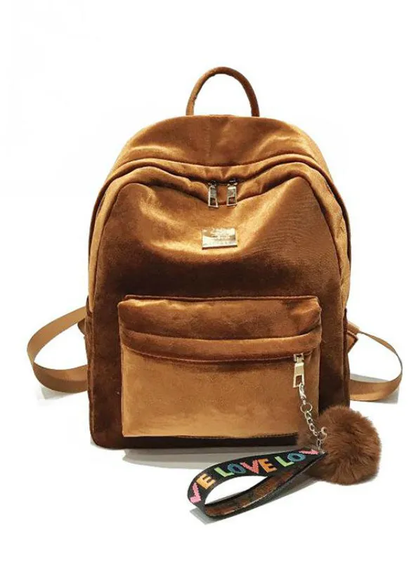 Best Velvet Ribbon Backpack Female Girl Travel Bag