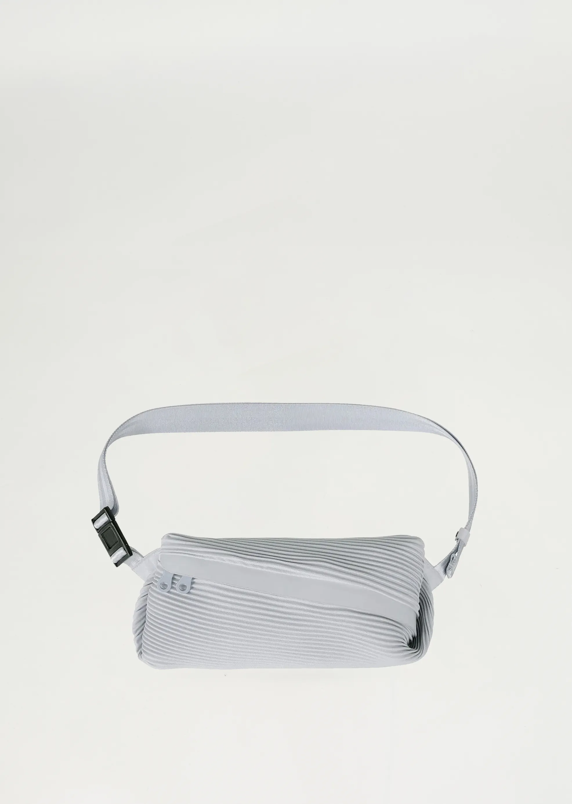 Bias Pleats Waist Bag — Light Gray