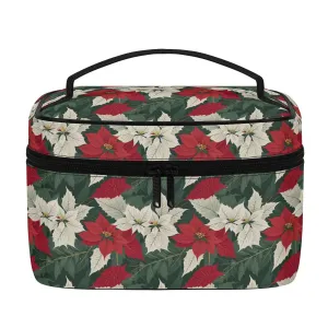 Big Poinsettia Leather Cosmetic Bag