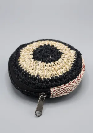 Black Border Hand Crocheted Hemp Zipper Pouch