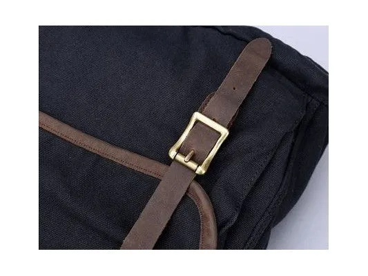 Black Canvas Crossbody Messenger Bag