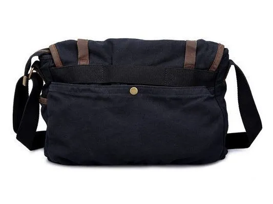 Black Canvas Crossbody Messenger Bag