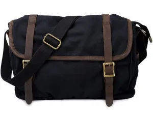 Black Canvas Crossbody Messenger Bag