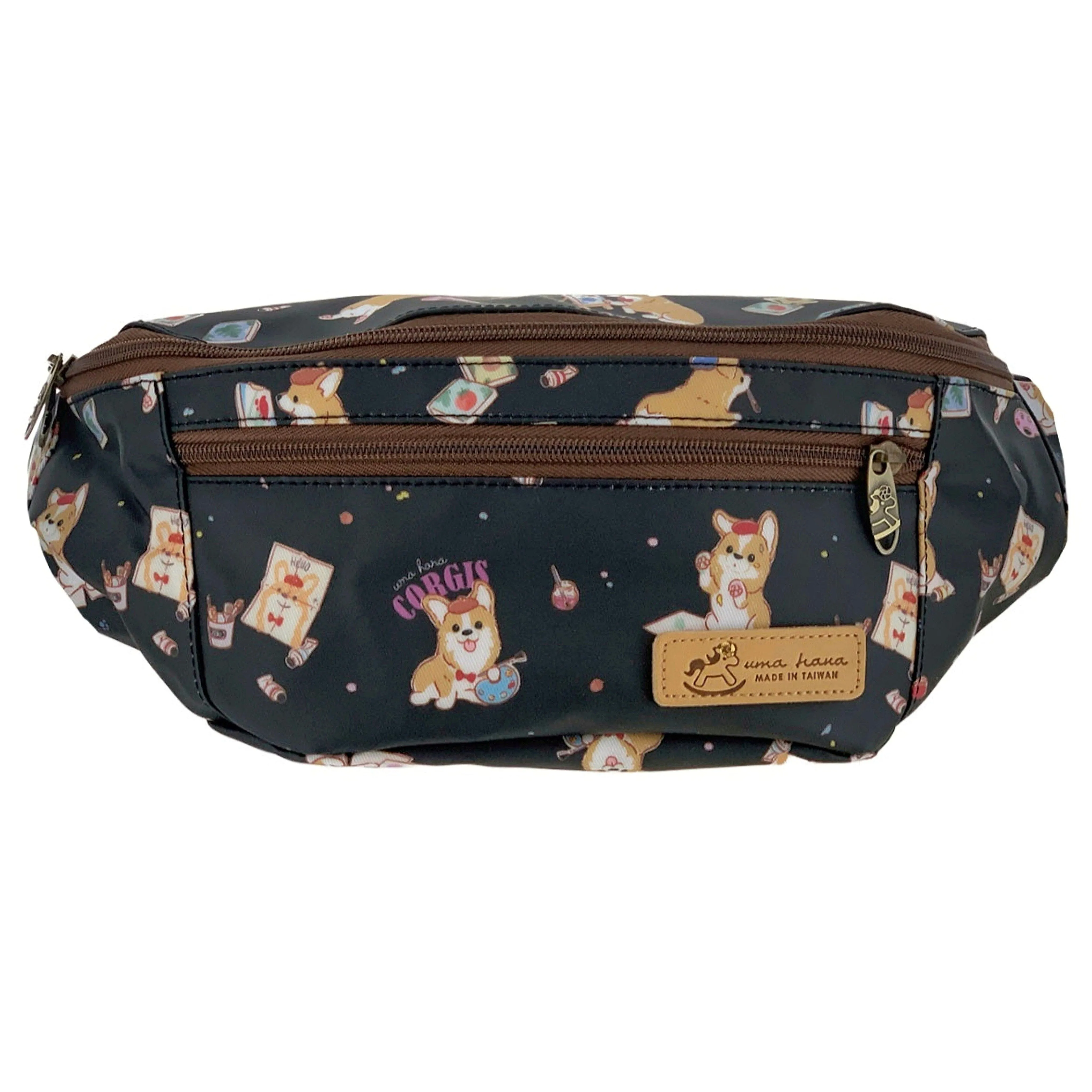 Black Color Me Corgi Fanny Pack