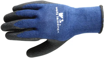 BLACK LATEX BLUE KNIT GLOVES