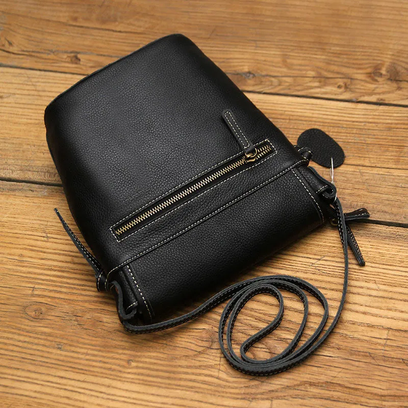 Black LEATHER WOMEN Bucket SHOULDER BAG Barrel Crossbody Purses FOR WOMEN