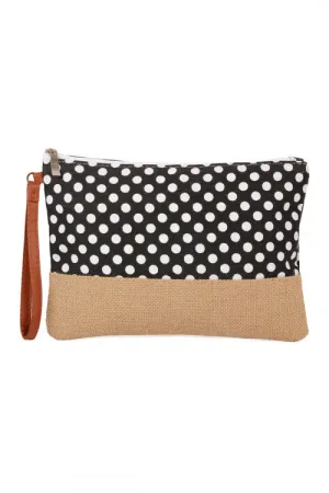 BLACK POLKA DOT COSMETIC POUCH