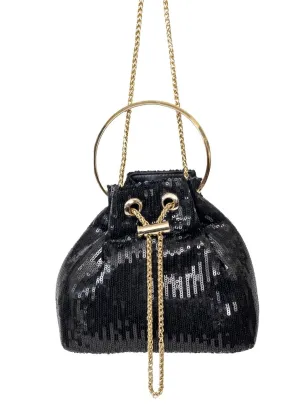 Black Sequins Bucket Bag