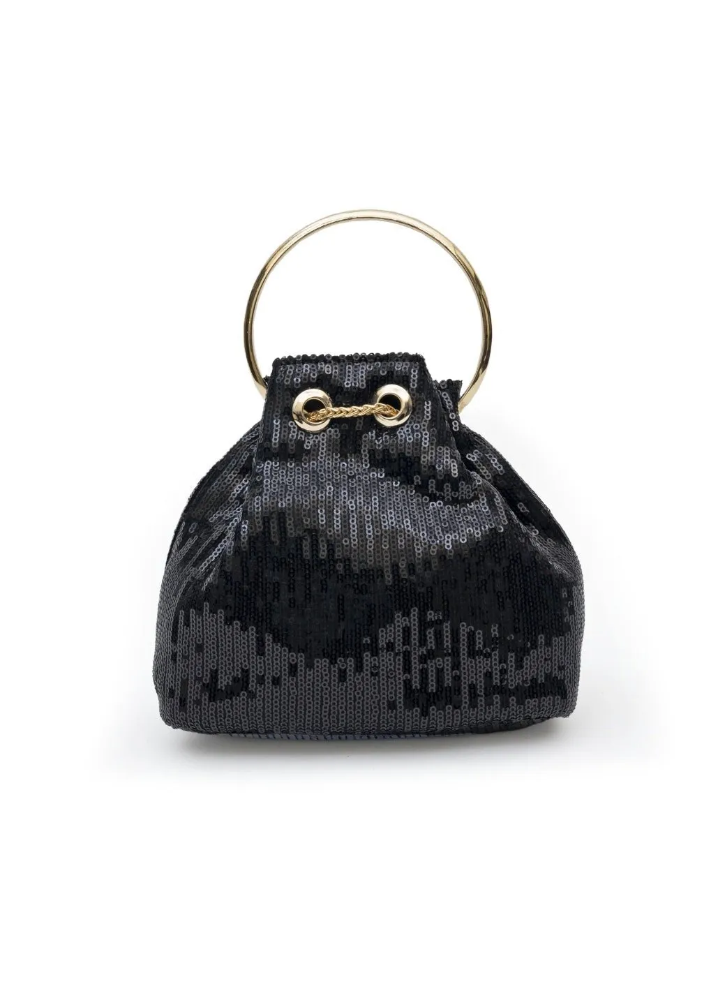 Black Sequins Bucket Bag