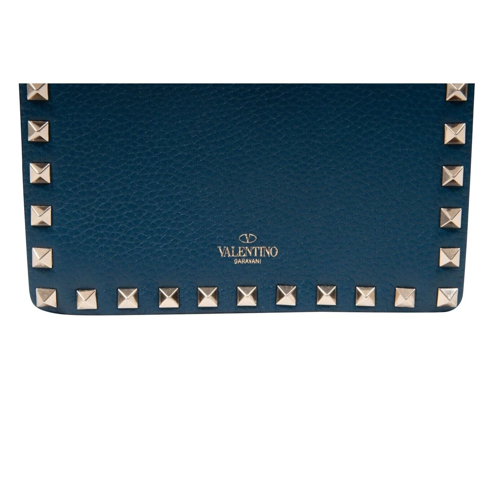 Blue Leather Rockstud Wallet On A Chain Shoulder Bag