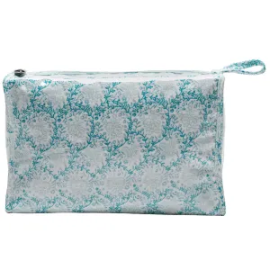 Box Cosmetic Bag in Trellis Aqua