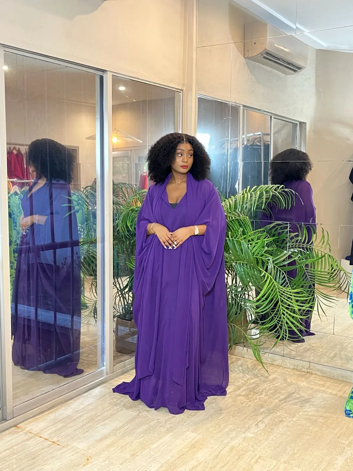 CAFTAN LAVALIERE VIOLET (MOUSSELINE)