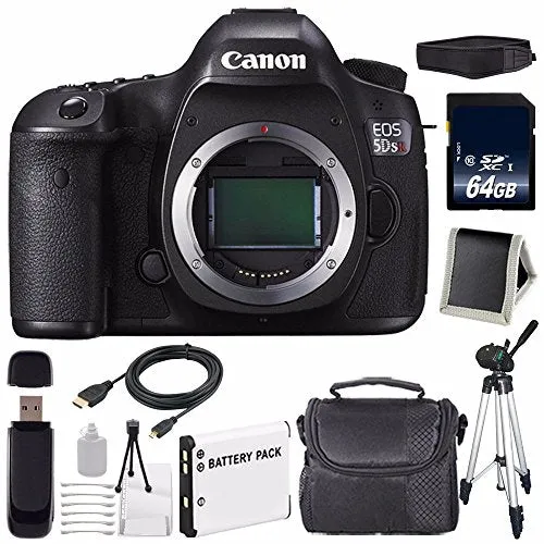 Canon EOS 5DS R DSLR Camera (International Model) 0582C002   LP-E6 Battery   64GB Memory Card  Storage Bundle