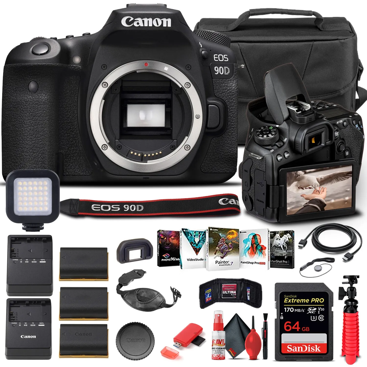 Canon EOS 90D DSLR Camera Body Only 3616C002  - Advanced Bundle