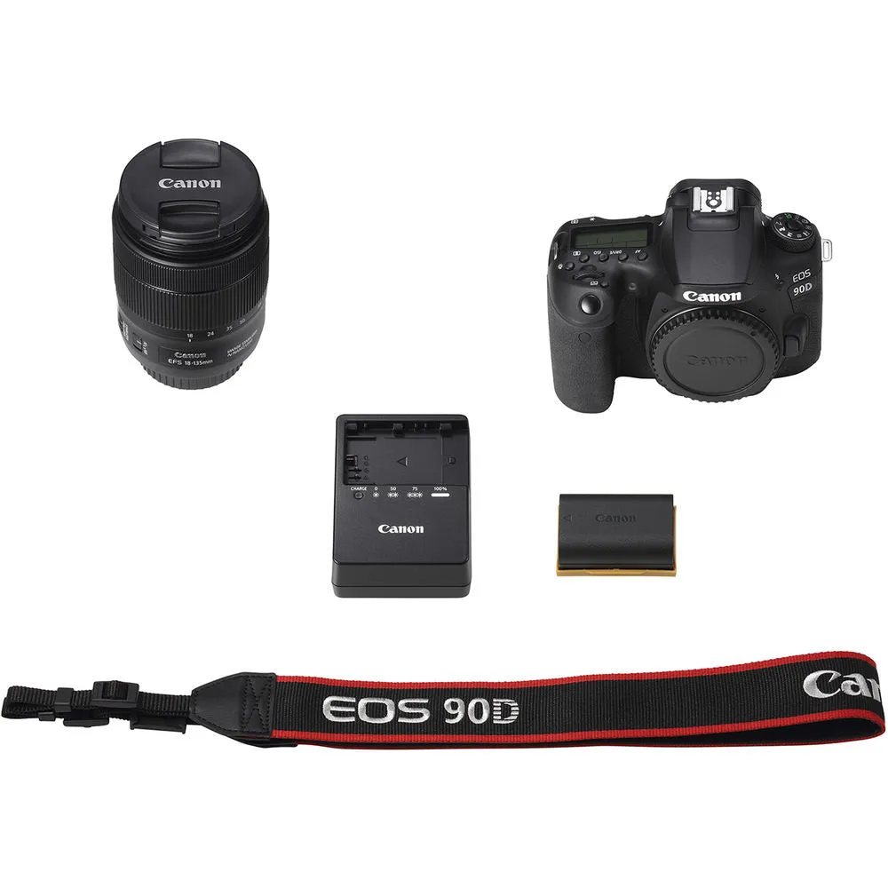 Canon EOS 90D DSLR Camera W/ 18-135mm Lens 3616C016  - Basic Bundle